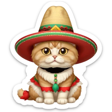 mexican hat persian cat sitting sticker