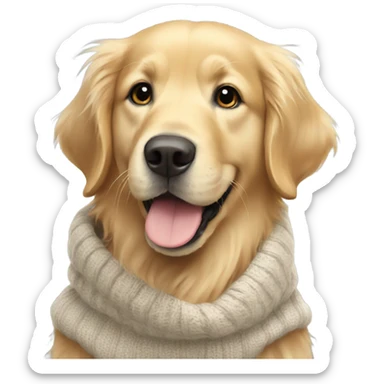 Light fur golden retriever wearing a sweater  sticker