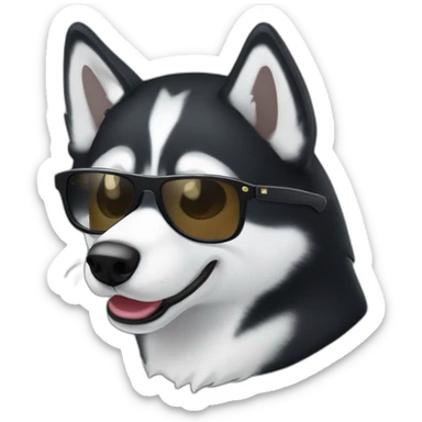 Browk husky in black wayfarer looking cool sticker