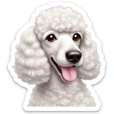 Perrita Fredy poodle blanca con moños rosas en las orejas  sticker