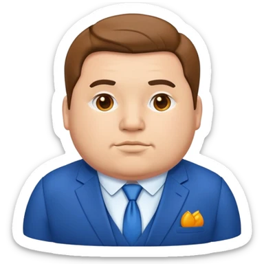 bold a bit fat  man in a blue suit sticker