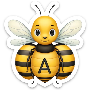 eu quero uma abelha onde no corpo dela apareça a letra A em cursiva sticker