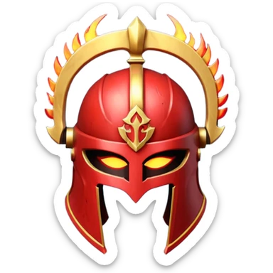 Ares legendary helmet object icon, ancient Greek helmet with glowing red runes, deep red energy glow, battle scars, epic fantasy style, 3D cartoon, mobile game icon style, centered, clean background, no text, no watermark

 sticker