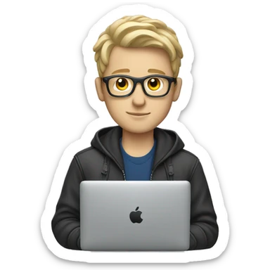 white boy Music producer with a macbook  sticker