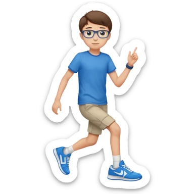 adolescent garçon taille moyenne corpulence maigre cheveux chatain court yeux bleus lunettes photo de pieds sticker