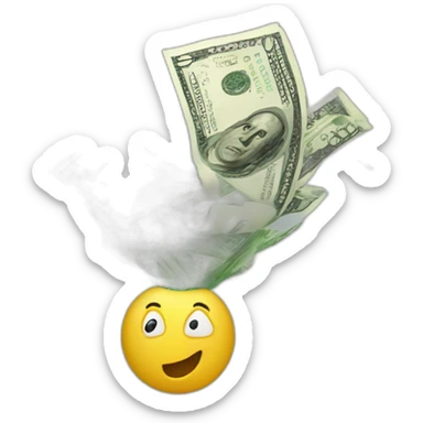 Make an image of money starting to explode sticker