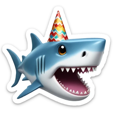 Shark with a party hat sticker