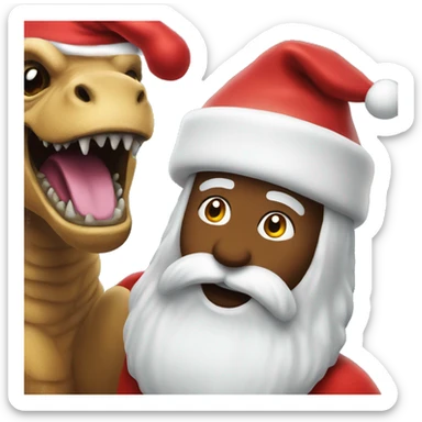 santa with trex sticker