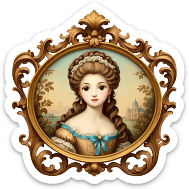 Vintage brown rococo painting art sticker