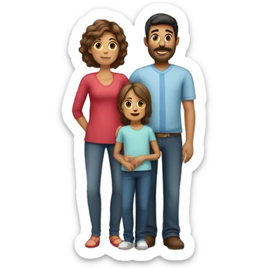 a spanish family with 2 parents and 2 children sticker