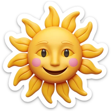 smiling sun with a face, pastel colors, ok visible fingerprints, matte plasticine claymation style sticker