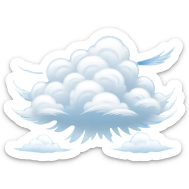 Cinematic Realistic Cirrus Emoji, High and wispy, with thin, delicate clouds stretching across the sky like brush strokes of white. The light, feathery clouds suggest clear weather and distant horizons, evoking a sense of tranquility. Soft glowing outline, capturing the essence of serene skies and airy beauty in a graceful cirrus cloud! sticker