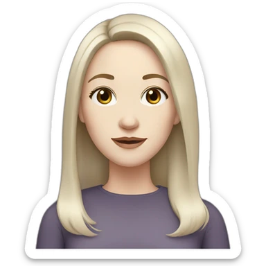 40 years old Woman, white pale skin, brown straight hair, big black eyes sticker
