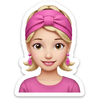 Fashion girl with pink headband and earrings sticker