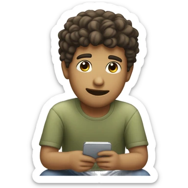 A boy simping to gil in texting and bluhing sticker