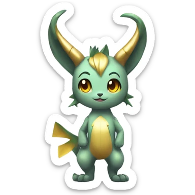 Anthro Shy Shiny Fakémon-Sona With Horns Full Body sticker