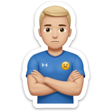 Cole Palmer in blue football t shirt crossed arms cold emoji sticker