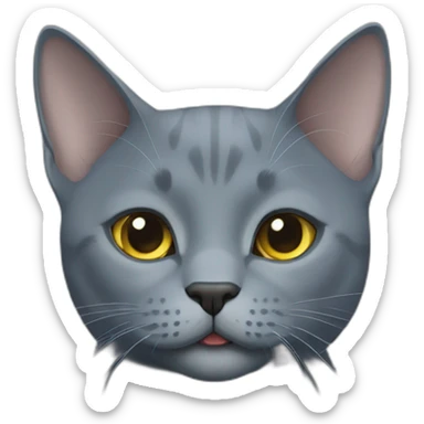 Russian blue cat celebrating no collar sticker