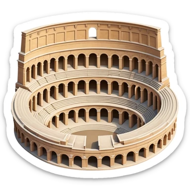 Cinematic Realistic Pula Arena Landmark Emoji, showcasing the ancient Roman amphitheater rendered with detailed weathered stone textures and dramatic lighting. sticker