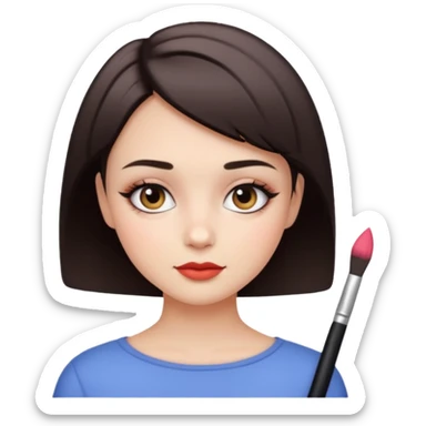 make sexy, cute, and gorgeous girl with short hair and makeup on her face sticker
