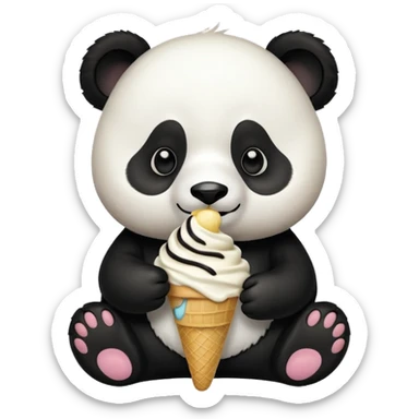 Panda eating ice cream sticker