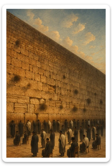 illustration of the Kotel (Western Wall), style 3, detailed, artistic sticker
