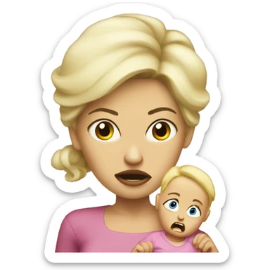 blonde Mama with angry baby sticker