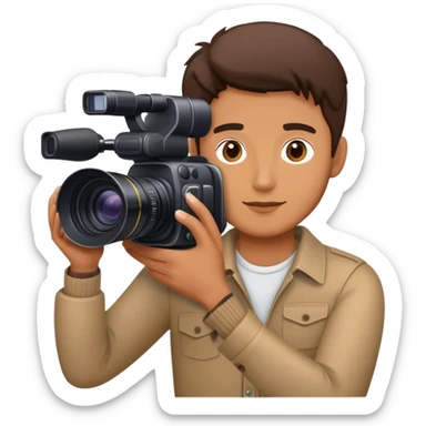 a man filming with a proffesional camera sticker