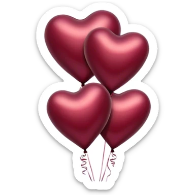 metallic heart-shaped balloons in burgundy  sticker