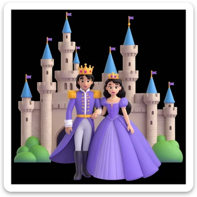 prince and princess disny dress close up photo in castle sticker