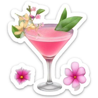 Cocktail with pink flowers sticker