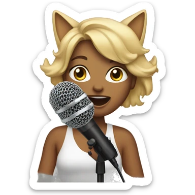 woman with cat's ears singing with a microphone  sticker