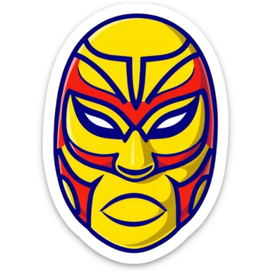 A vibrant purple and blue luchador mask with decorative patterns sticker