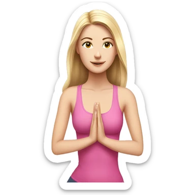 beautiful white girl doing yoga pink sticker