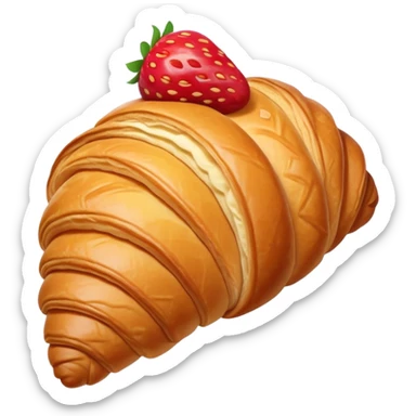 Realistic croissant with strawberry  sticker