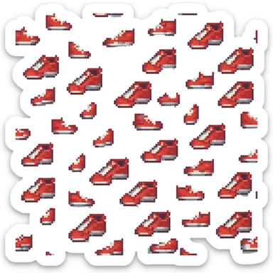 Change the sneakers to red color, keep pixel art style and transparent background. sticker
