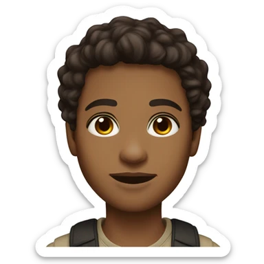 Warm olive toned skin with dark brown wavy hair and dark brown eyes sticker