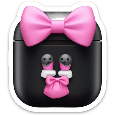 Black apple AirPods Max with pink bows sticker