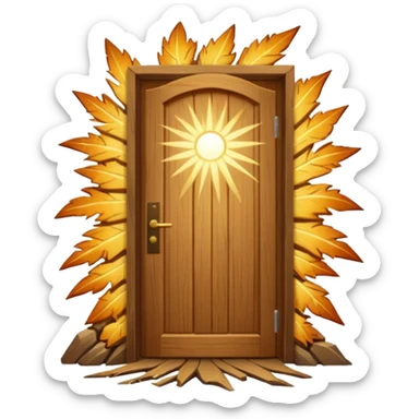 Door bursting open, light blasting outward sticker