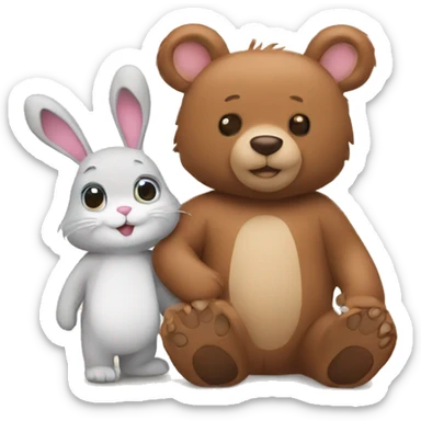 bunny and bear sticker