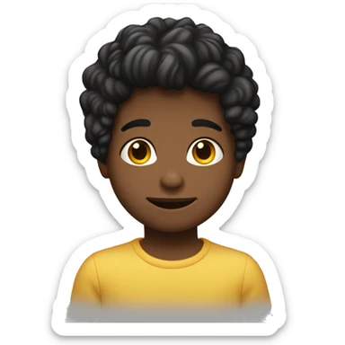 Un niño moreno con el pelo desordenado dándole un beso a un niña de pelo negro medio corto sticker