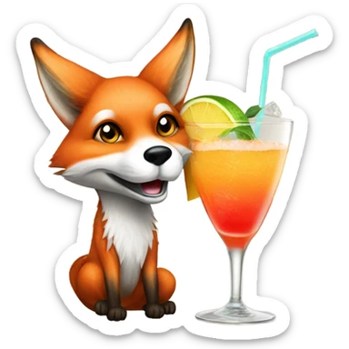 Fox drinking a Paloma sticker