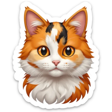 A high-resolution photo-realistic digital illustration of a calico cat kitten sticker