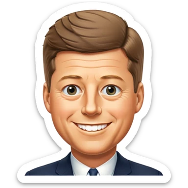 John F. Kennedy smiling face, minimal details, friendly diplomatic mood sticker