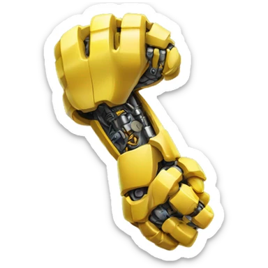 Flexing yellow mechanical cyborg bicep and arm sticker