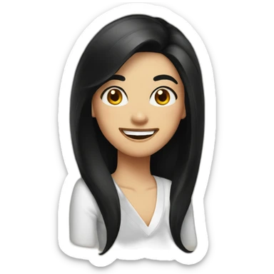 Devil turkish long black hair women smile sticker