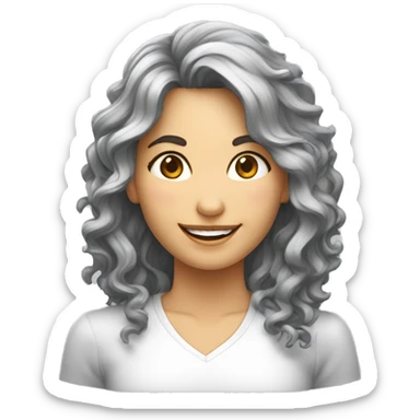 Mulher, branca, magra, cabelo ondulado médio, dentes bonitos sticker