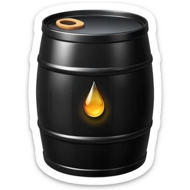 generate an ultra realistic black metal barrel without rust and with a black drop of oil on it sticker