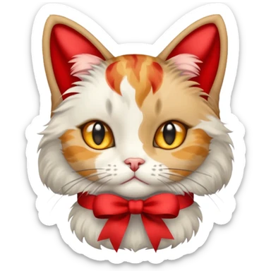Dilute calico cat with ribbon sticker