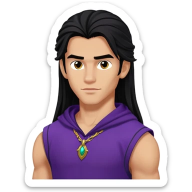 Jay from Descendants, long dark hair, athletic outfit, son of Jafar sticker